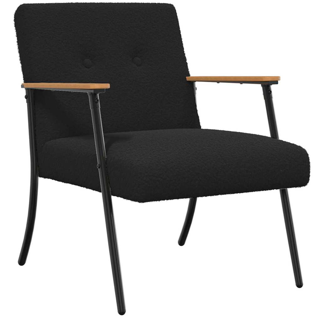 Πολυθρόνα Μαύρο Κάλαθος ύφασμα με σγουρή υφή