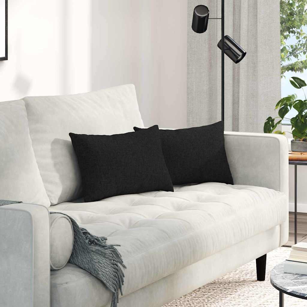 Μαξιλάρι Καναπέ 2 pcs Μαύρο 50 x 30 cm ύφασμα - Pakobazaar