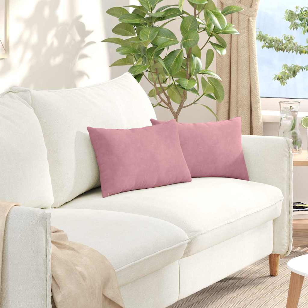 Μαξιλάρι Καναπέ 2 pcs Ροζ 50 x 30 cm Υφασμάτινο Κορντουρά