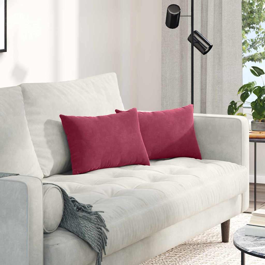 Μαξιλάρι Καναπέ 2 pcs Μπορντό 50 x 30 cm Υφασμάτινο Κορντουρά
