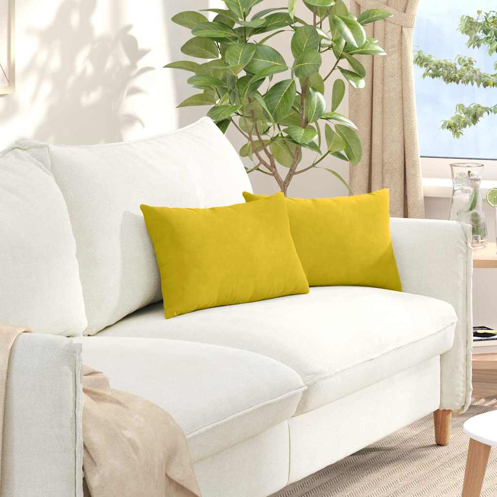 Μαξιλάρι Καναπέ 2 pcs Κίτρινο 50 x 30 cm Υφασμάτινο Κορντουρά