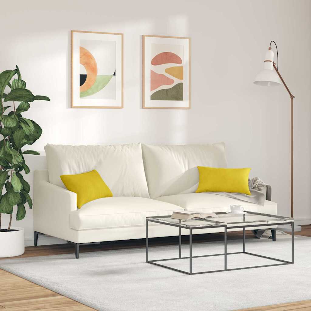Μαξιλάρι Καναπέ 2 pcs Κίτρινο 50 x 30 cm Υφασμάτινο Κορντουρά