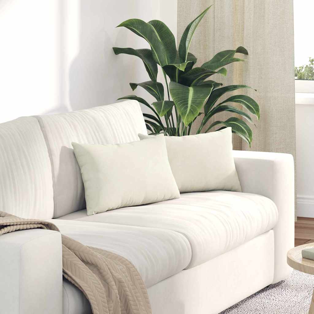 Μαξιλάρι Καναπέ 2 pcs Κρεμ 50 x 30 cm Υφασμάτινο Κορντουρά