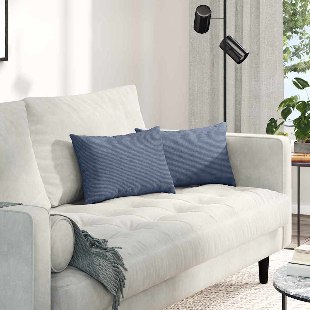Μαξιλάρι Καναπέ 2 pcs Μπλε 50 x 30 cm Υφασμάτινο Κορντουρά