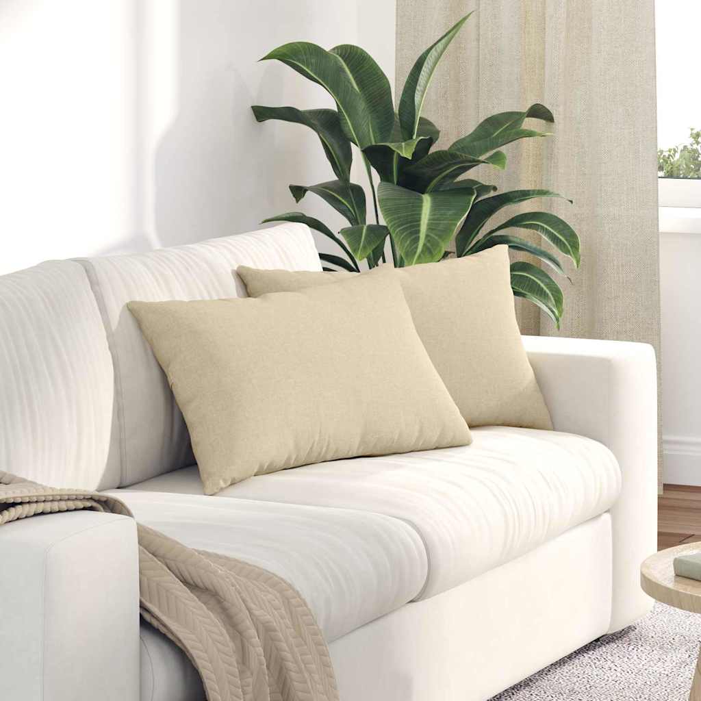 Μαξιλάρι Καναπέ 2 pcs Κρεμ 60 x 40 cm ύφασμα