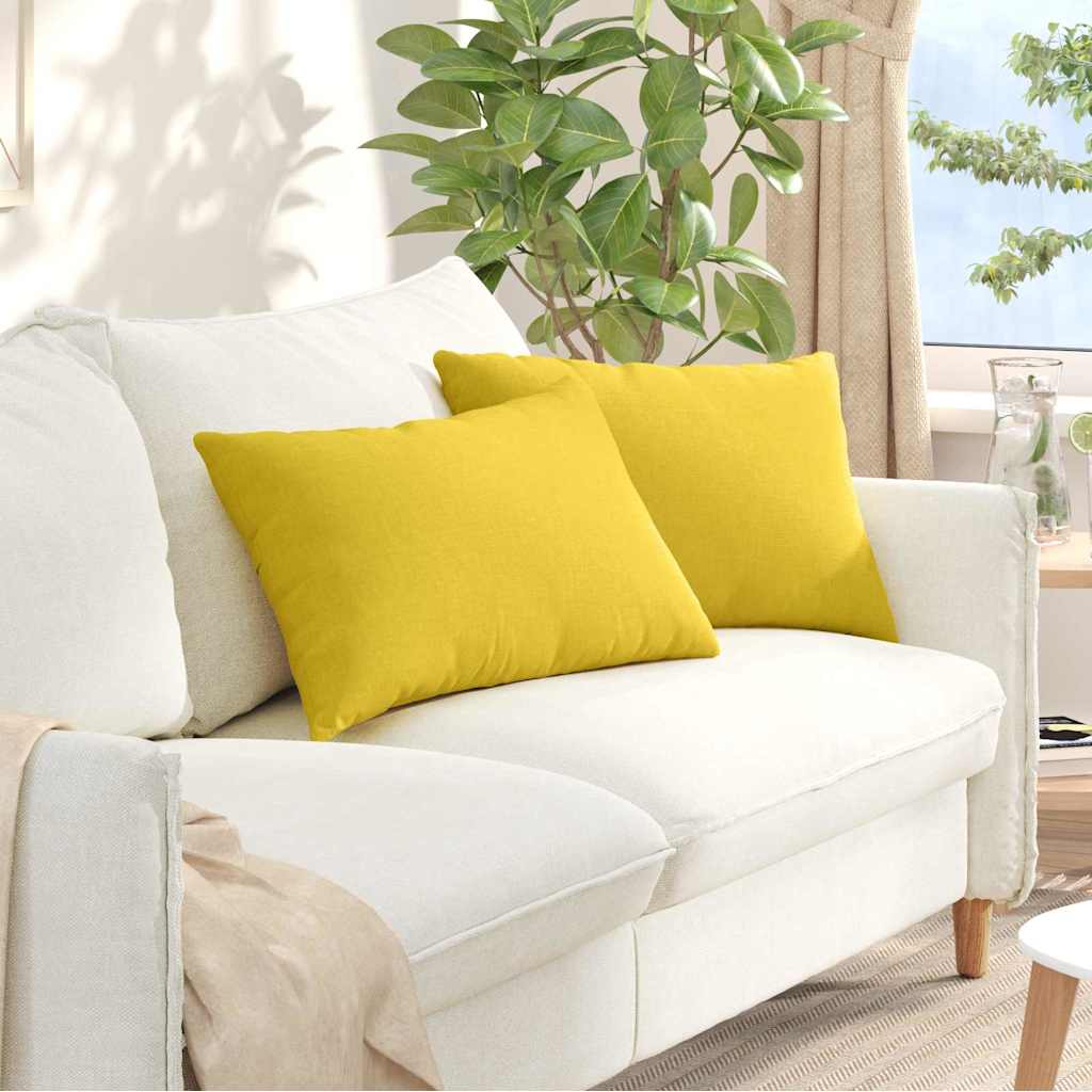 Μαξιλάρι Καναπέ 2 pcs Απαλό Κίτρινο 60 x 40 cm ύφασμα