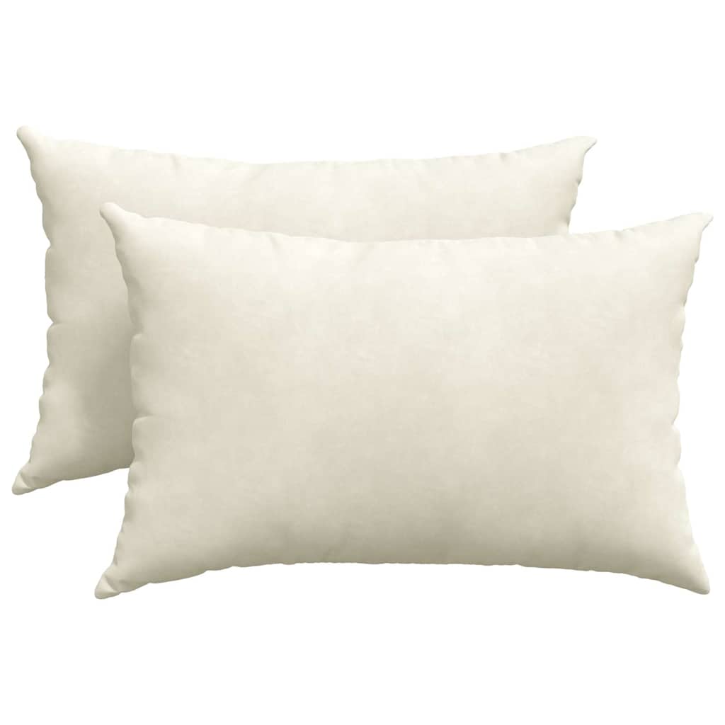 Μαξιλάρι Καναπέ 2 pcs Κρεμ 60 x 40 cm Υφασμάτινο Κορντουρά