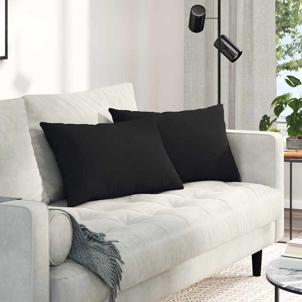 Μαξιλάρι Καναπέ 2 pcs Μαύρο 60 x 40 cm ύφασμα