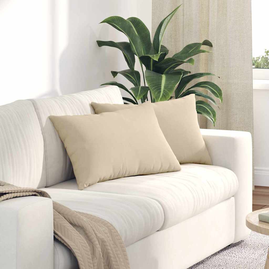 Μαξιλάρι Καναπέ 2 pcs Κρεμ 60 x 40 cm ύφασμα