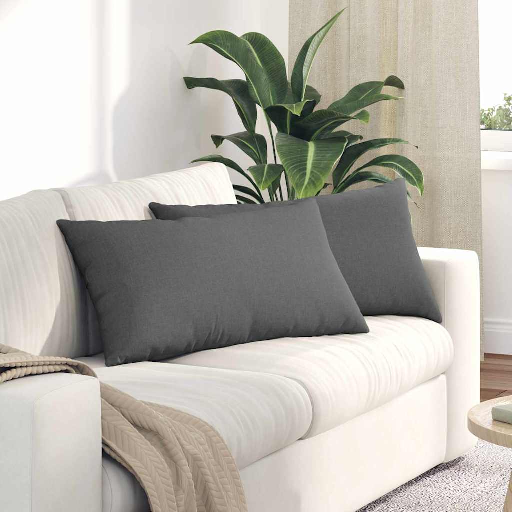 Μαξιλάρι Καναπέ 2 pcs Σκούρο Γκρι 80 x 40 cm ύφασμα
