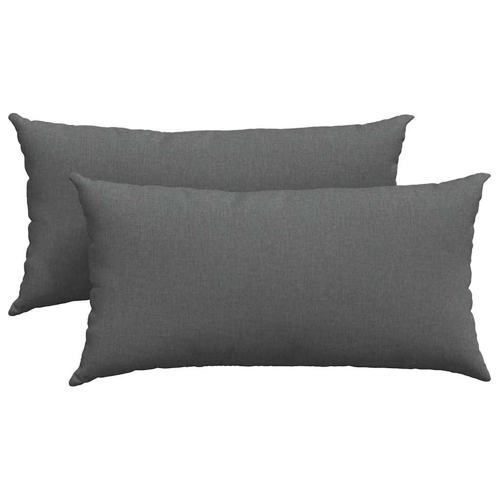 Μαξιλάρι Καναπέ 2 pcs Σκούρο Γκρι 80 x 40 cm ύφασμα