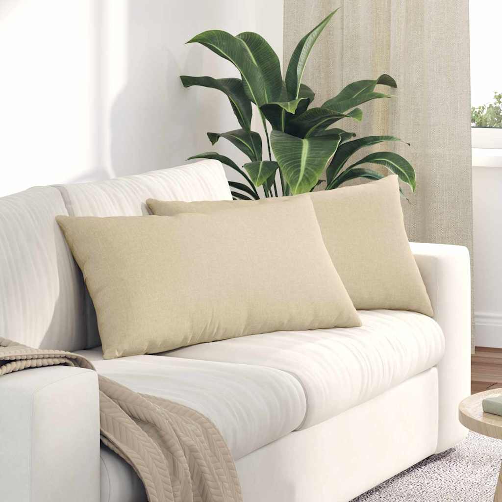 Μαξιλάρι Καναπέ 2 pcs Κρεμ 80 x 40 cm ύφασμα