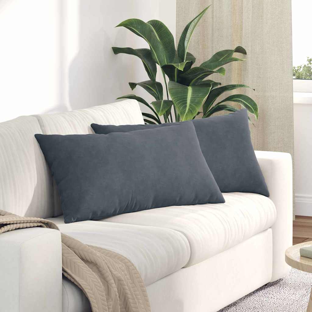 Μαξιλάρι Καναπέ 2 pcs Σκούρο Γκρι 80 x 40 cm