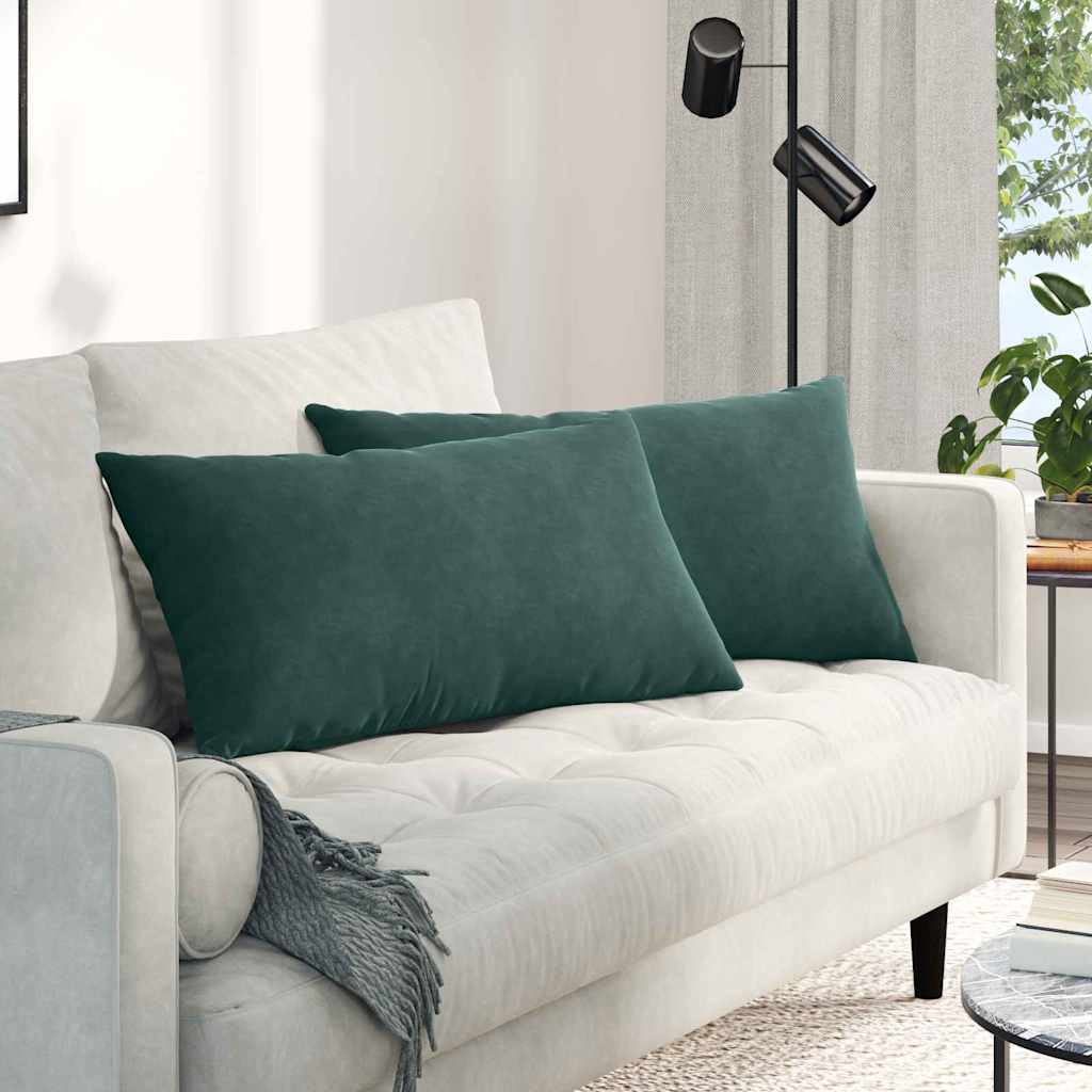 Μαξιλάρι Καναπέ 2 pcs Σκούρο Πράσινο 80 x 40 cm