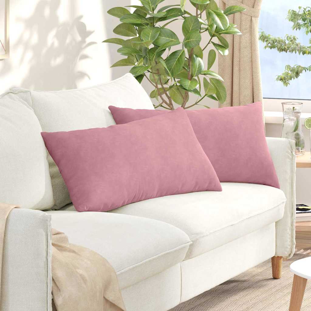 Μαξιλάρι Καναπέ 2 pcs Ροζ 80 x 40 cm Υφασμάτινο Κορντουρά