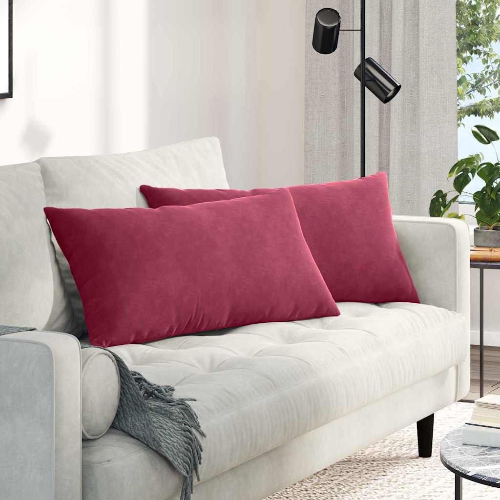 Μαξιλάρι Καναπέ 2 pcs Κόκκινο 80 x 40 cm Υφασμάτινο Κορντουρά