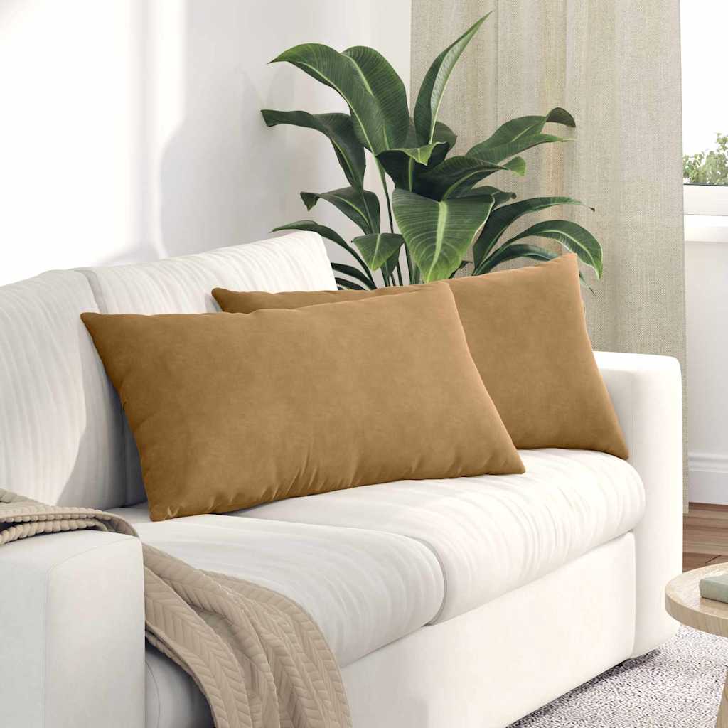 Μαξιλάρι Καναπέ 2 pcs Καφέ 80 x 40 cm Υφασμάτινο Κορντουρά