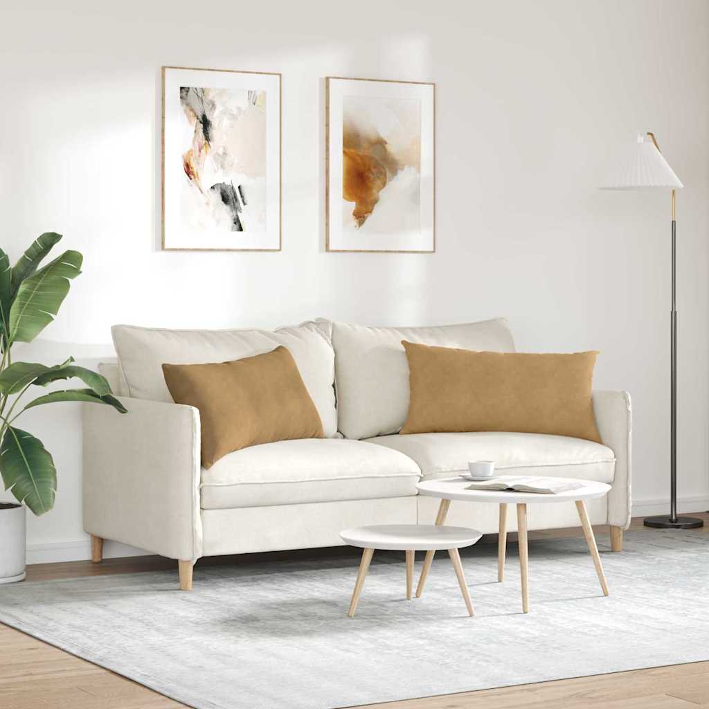 Μαξιλάρι Καναπέ 2 pcs Καφέ 80 x 40 cm Υφασμάτινο Κορντουρά