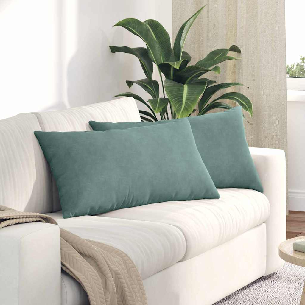 Μαξιλάρι Καναπέ 2 pcs Θαλασσί 80 x 40 cm Υφασμάτινο Κορντουρά