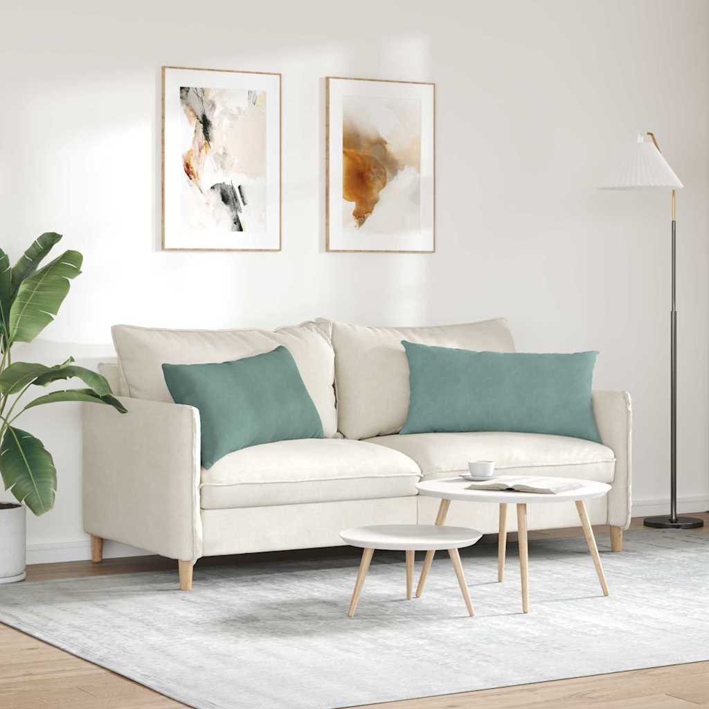 Μαξιλάρι Καναπέ 2 pcs Θαλασσί 80 x 40 cm Υφασμάτινο Κορντουρά