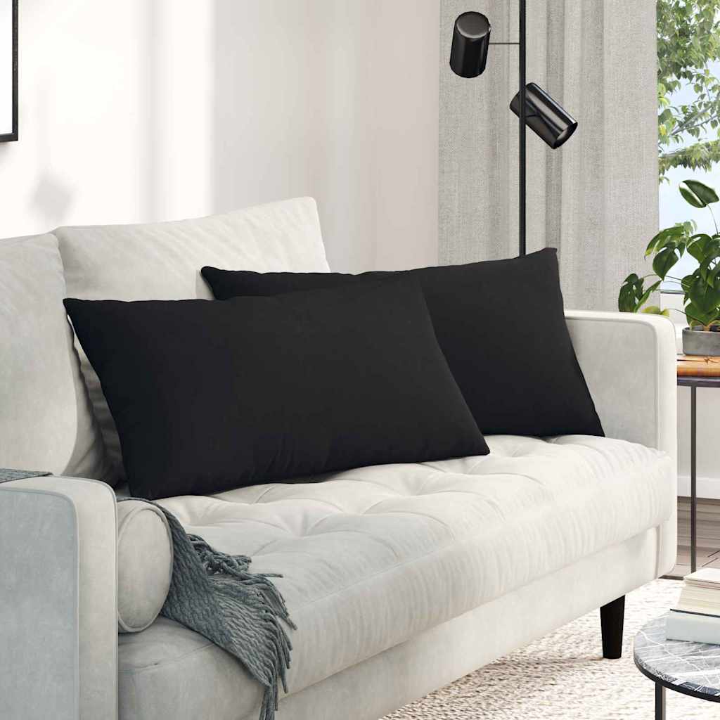 Μαξιλάρι Καναπέ 2 pcs Μαύρο 80 x 40 cm ύφασμα