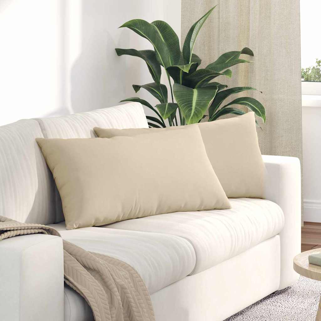 Μαξιλάρι Καναπέ 2 pcs Κρεμ 80 x 40 cm ύφασμα