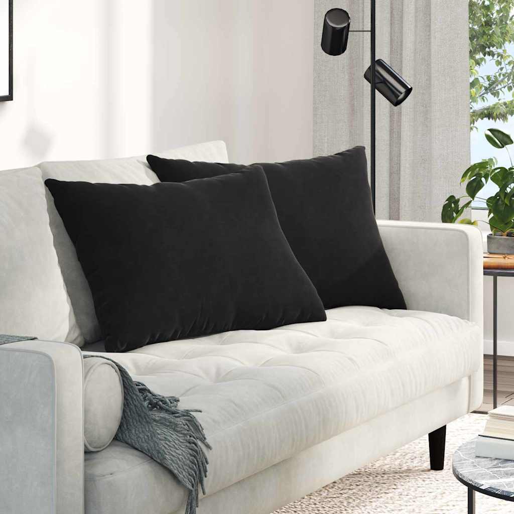 Μαξιλάρι Καναπέ 2 pcs Μαύρο 70 x 50 cm Υφασμάτινο Κορντουρά