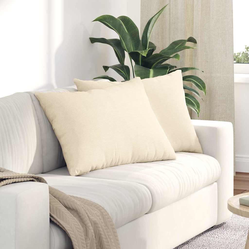 Μαξιλάρι Καναπέ 2 pcs Κρεμ 70 x 50 cm Υφασμάτινο Κορντουρά