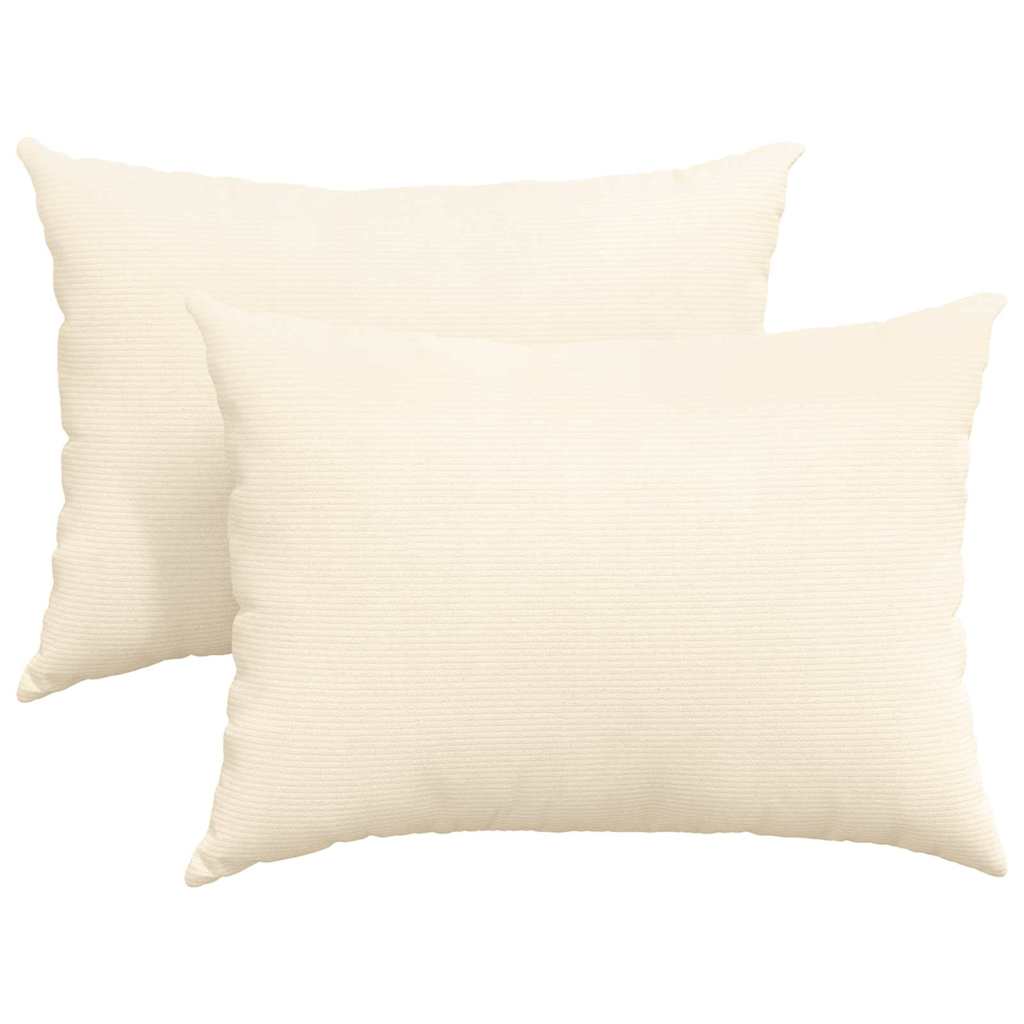 Μαξιλάρι Καναπέ 2 pcs Κρεμ 70 x 50 cm Υφασμάτινο Κορντουρά