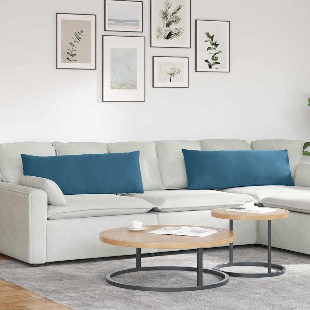 Μαξιλάρι Καναπέ 2 pcs Μπλε 120 x 40 cm Υφασμάτινο Κορντουρά - Pakobazaar