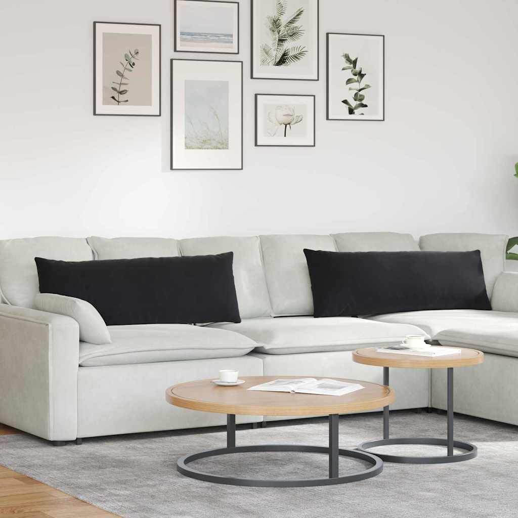 Μαξιλάρι Καναπέ 2 pcs Μαύρο 120 x 40 cm Υφασμάτινο Κορντουρά
