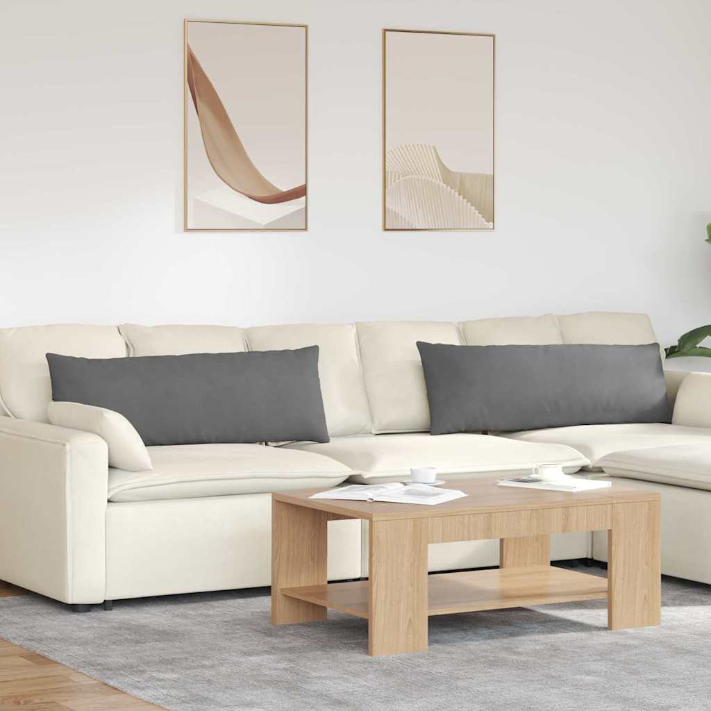 Μαξιλάρι Καναπέ 2 pcs Σκούρο Γκρι 120 x 40 cm ύφασμα