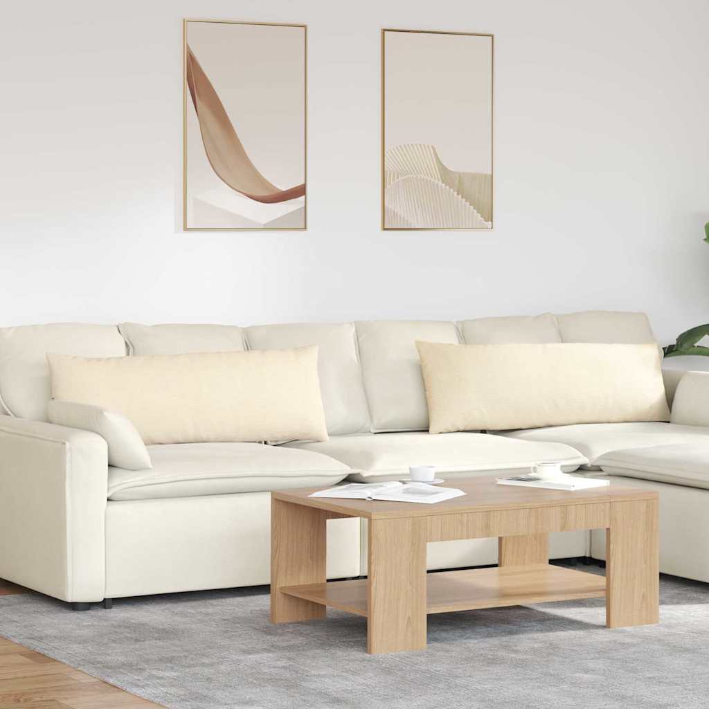 Μαξιλάρι Καναπέ 2 pcs Κρεμ 120 x 40 cm Υφασμάτινο Κορντουρά