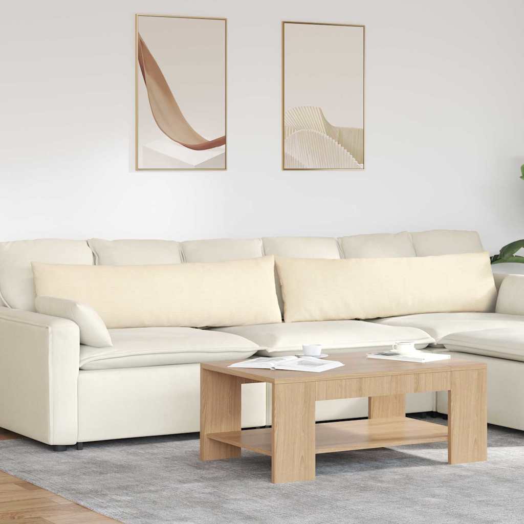 Μαξιλάρι Καναπέ 2 pcs Κρεμ 145 x 40 εκ. Υφασμάτινο Κορντουρά