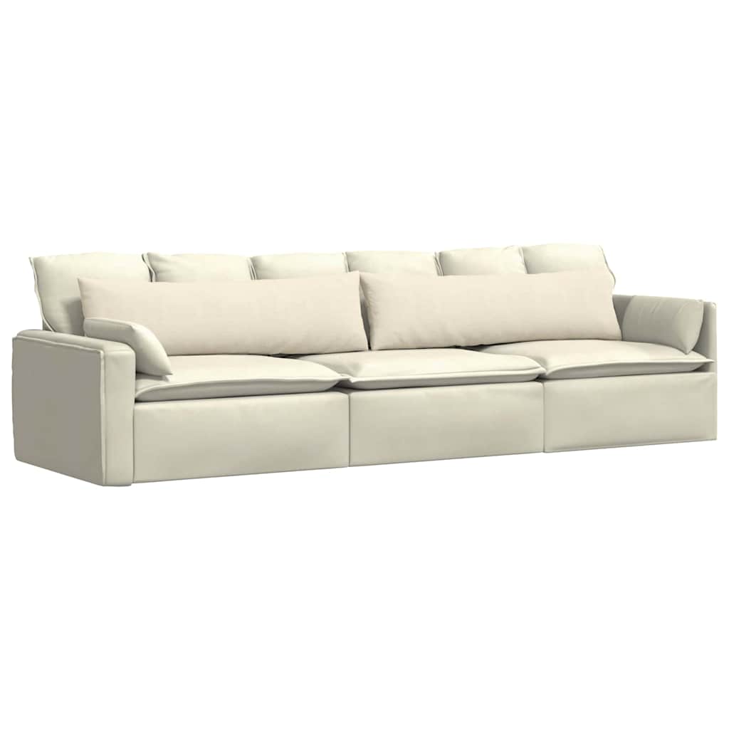 Μαξιλάρι Καναπέ 2 pcs Κρεμ 145 x 40 εκ. Υφασμάτινο Κορντουρά