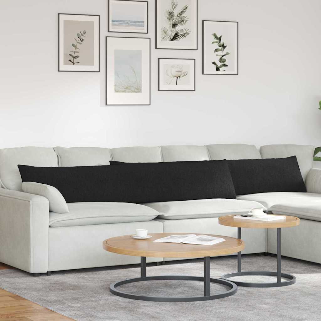 Μαξιλάρι Καναπέ 2 pcs Μαύρο 200 x 40 εκ. ύφασμα