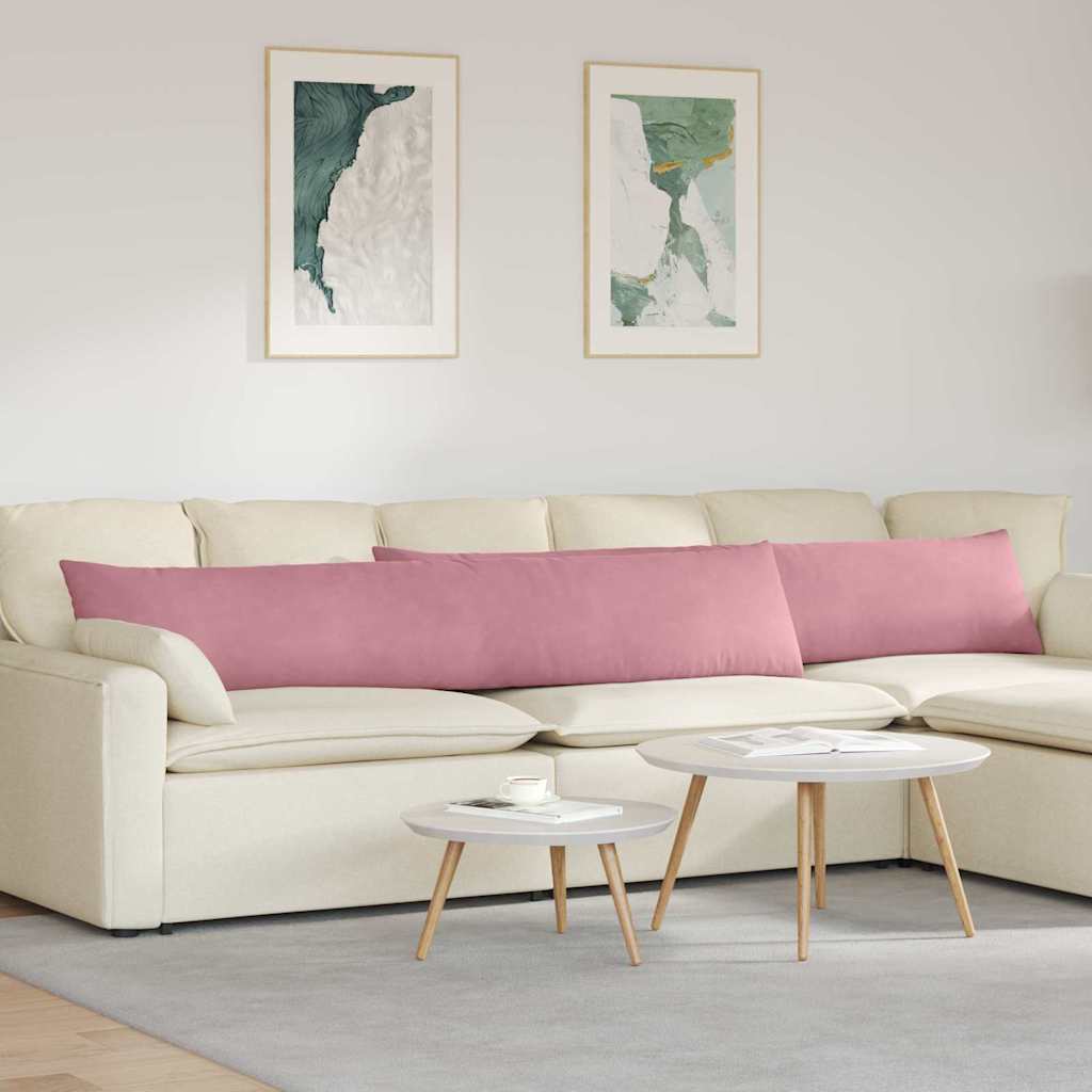 Μαξιλάρι Καναπέ 2 pcs Ροζ 200 x 40 εκ. Υφασμάτινο Κορντουρά