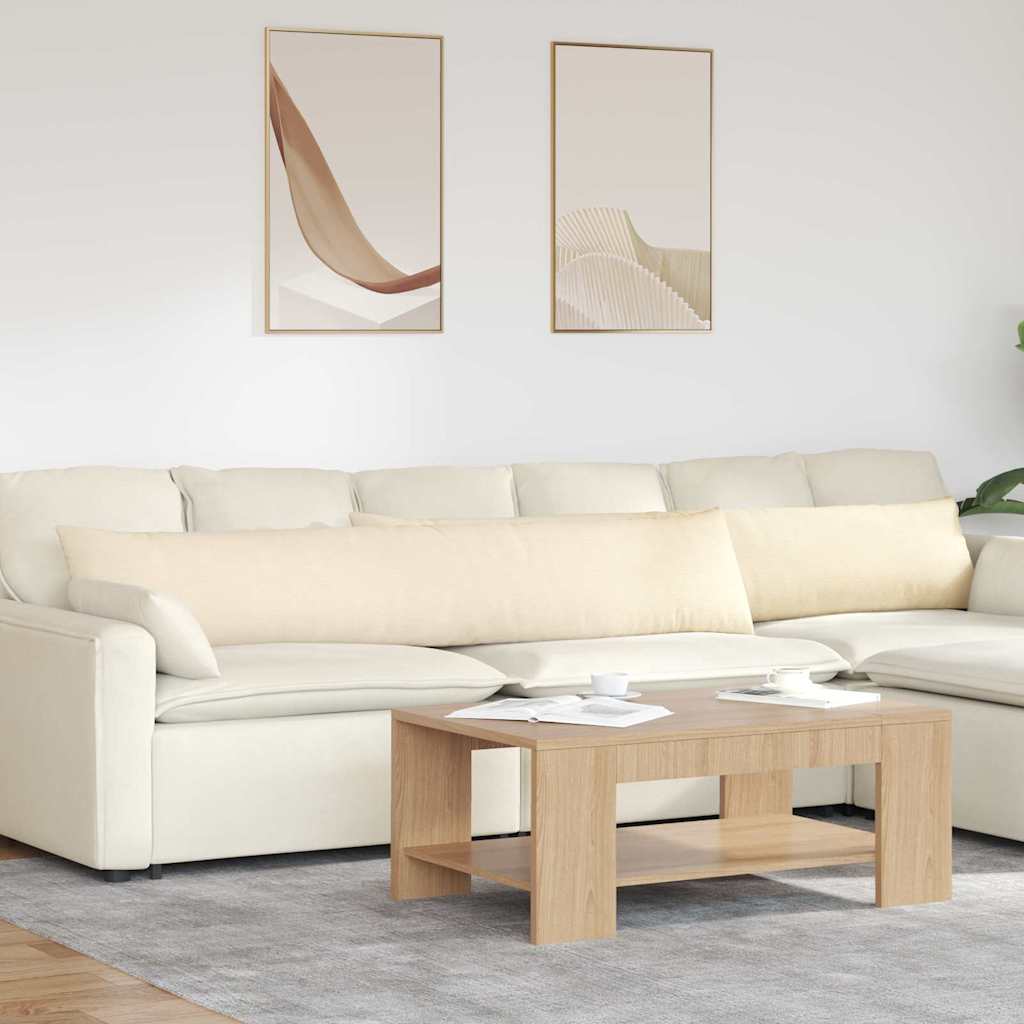 Μαξιλάρι Καναπέ 2 pcs Κρεμ 200 x 40 εκ. Υφασμάτινο Κορντουρά