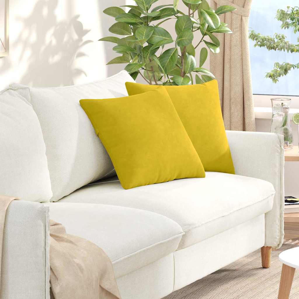 Μαξιλάρι Καναπέ 2 pcs Κίτρινο 45 x 45 cm Υφασμάτινο Κορντουρά