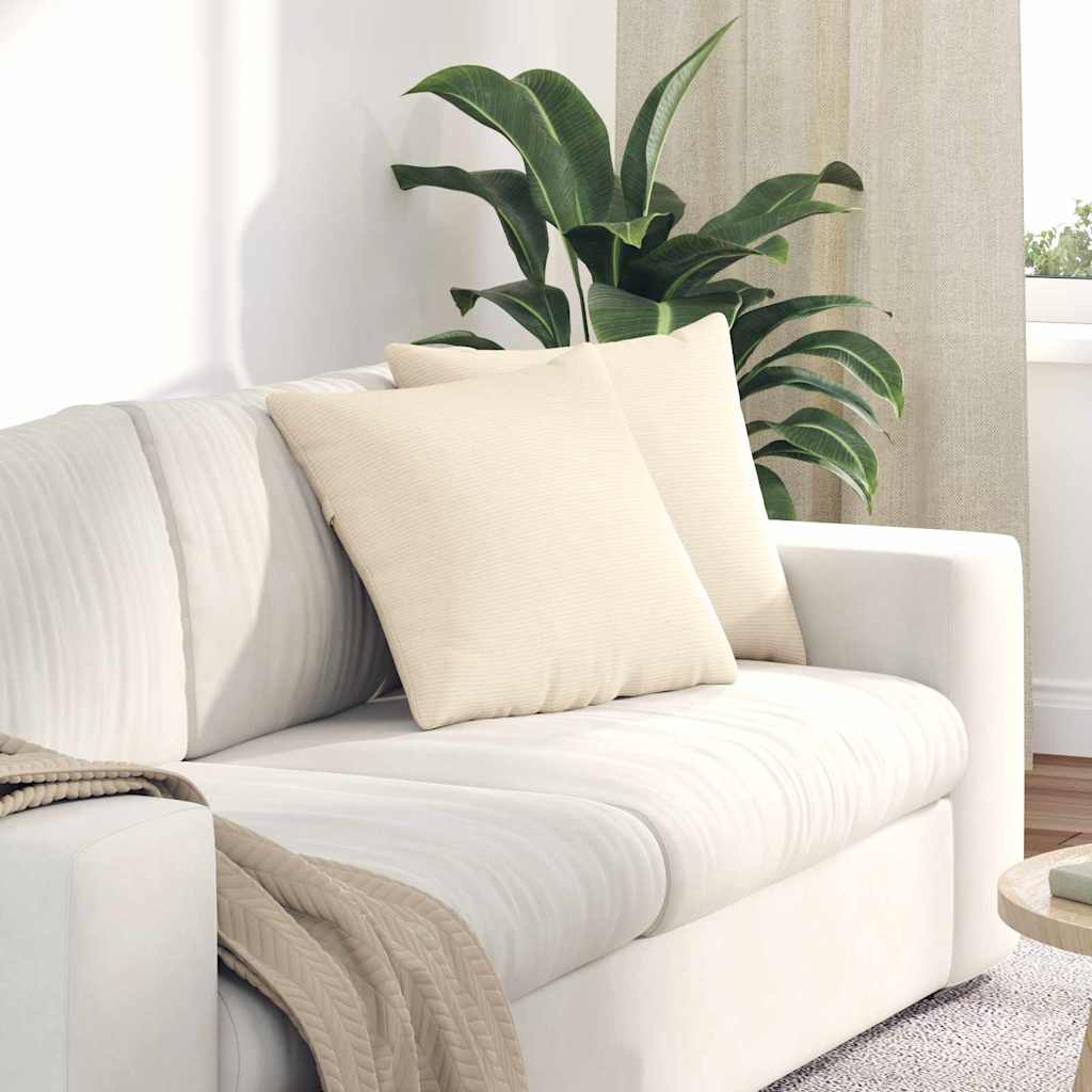 Μαξιλάρι Καναπέ 2 pcs Κρεμ 45 x 45 cm Υφασμάτινο Κορντουρά