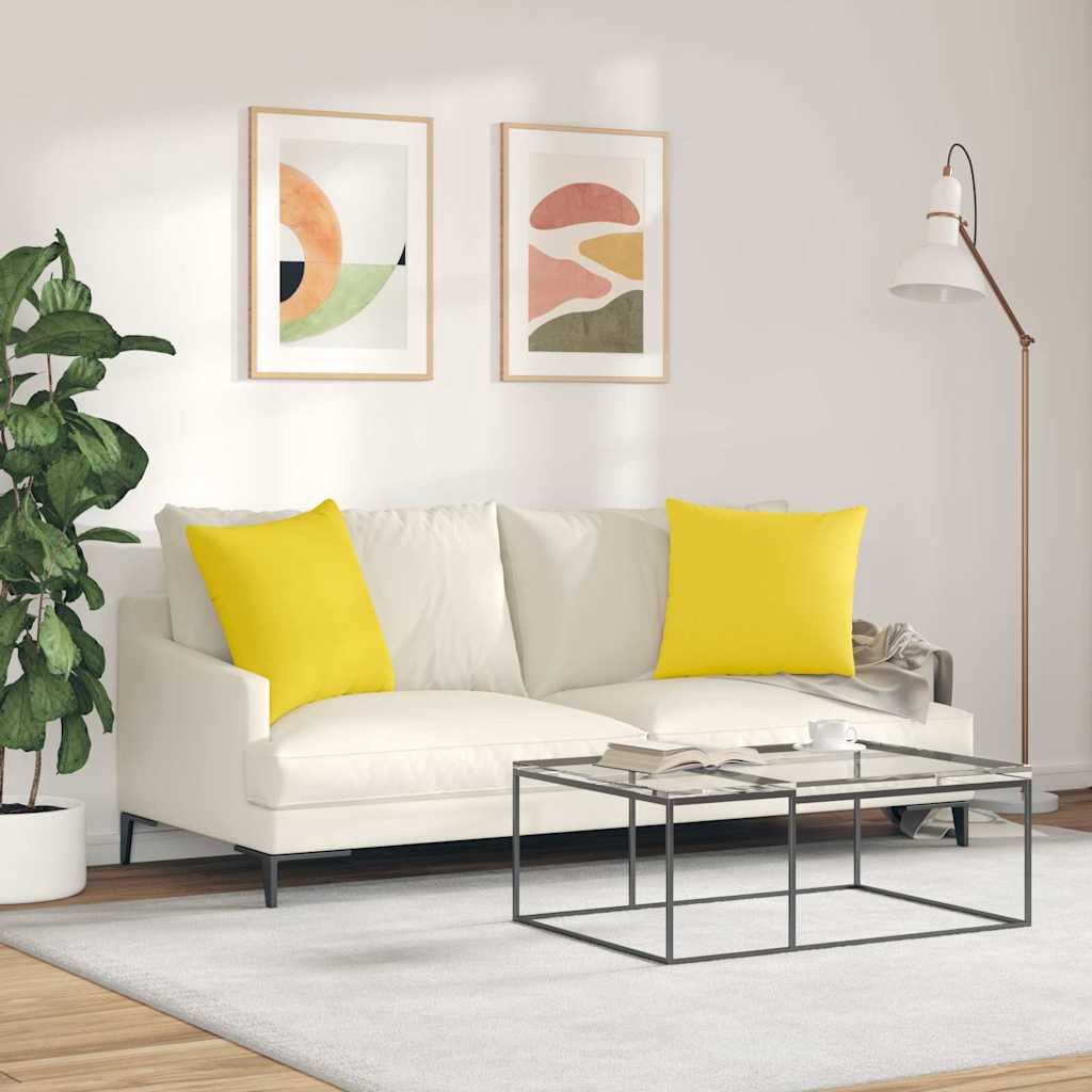 Μαξιλάρι Καναπέ 2 pcs Απαλό Κίτρινο 50 x 50 cm ύφασμα