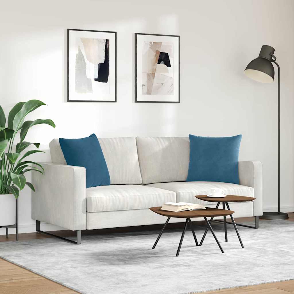 Μαξιλάρι Καναπέ 2 pcs Μπλε 50 x 50 cm Υφασμάτινο Κορντουρά