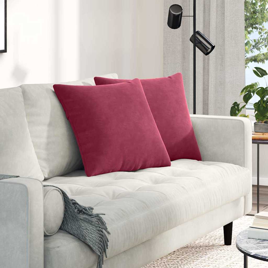 Μαξιλάρι Καναπέ 2 pcs Κόκκινο 50 x 50 cm Υφασμάτινο Κορντουρά