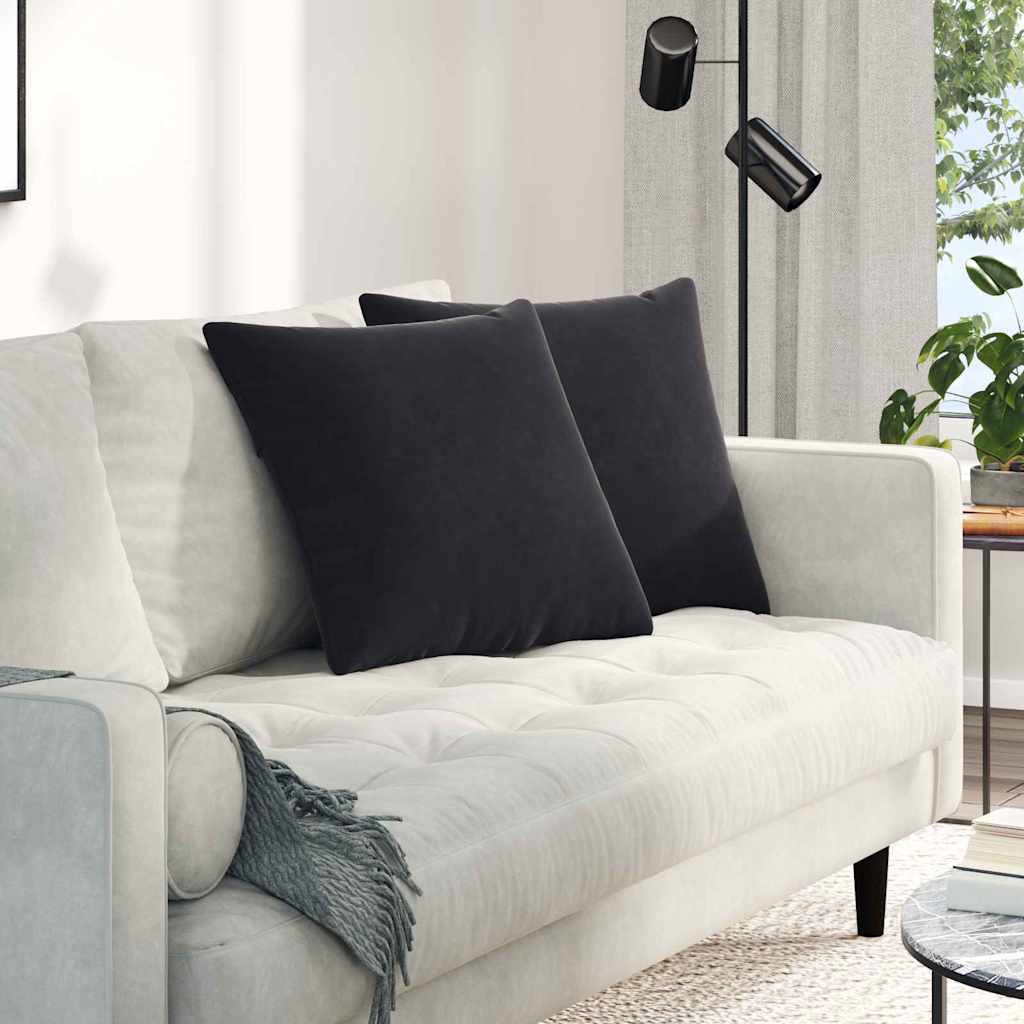 Μαξιλάρι Καναπέ 2 pcs Μαύρο 50 x 50 cm Υφασμάτινο Κορντουρά - Pakobazaar