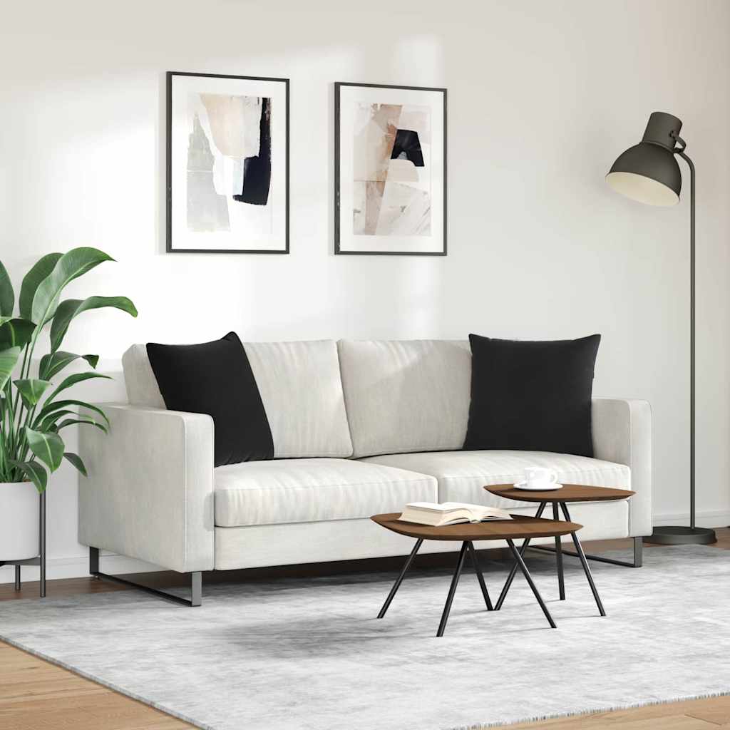 Μαξιλάρι Καναπέ 2 pcs Μαύρο 50 x 50 cm Υφασμάτινο Κορντουρά - Pakobazaar