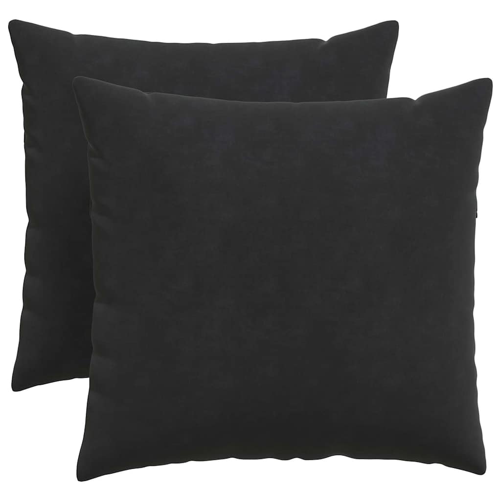 Μαξιλάρι Καναπέ 2 pcs Μαύρο 50 x 50 cm Υφασμάτινο Κορντουρά - Pakobazaar