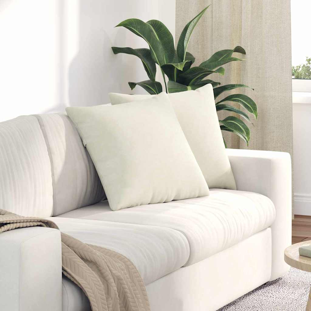 Μαξιλάρι Καναπέ 2 pcs Κρεμ 50 x 50 cm Υφασμάτινο Κορντουρά