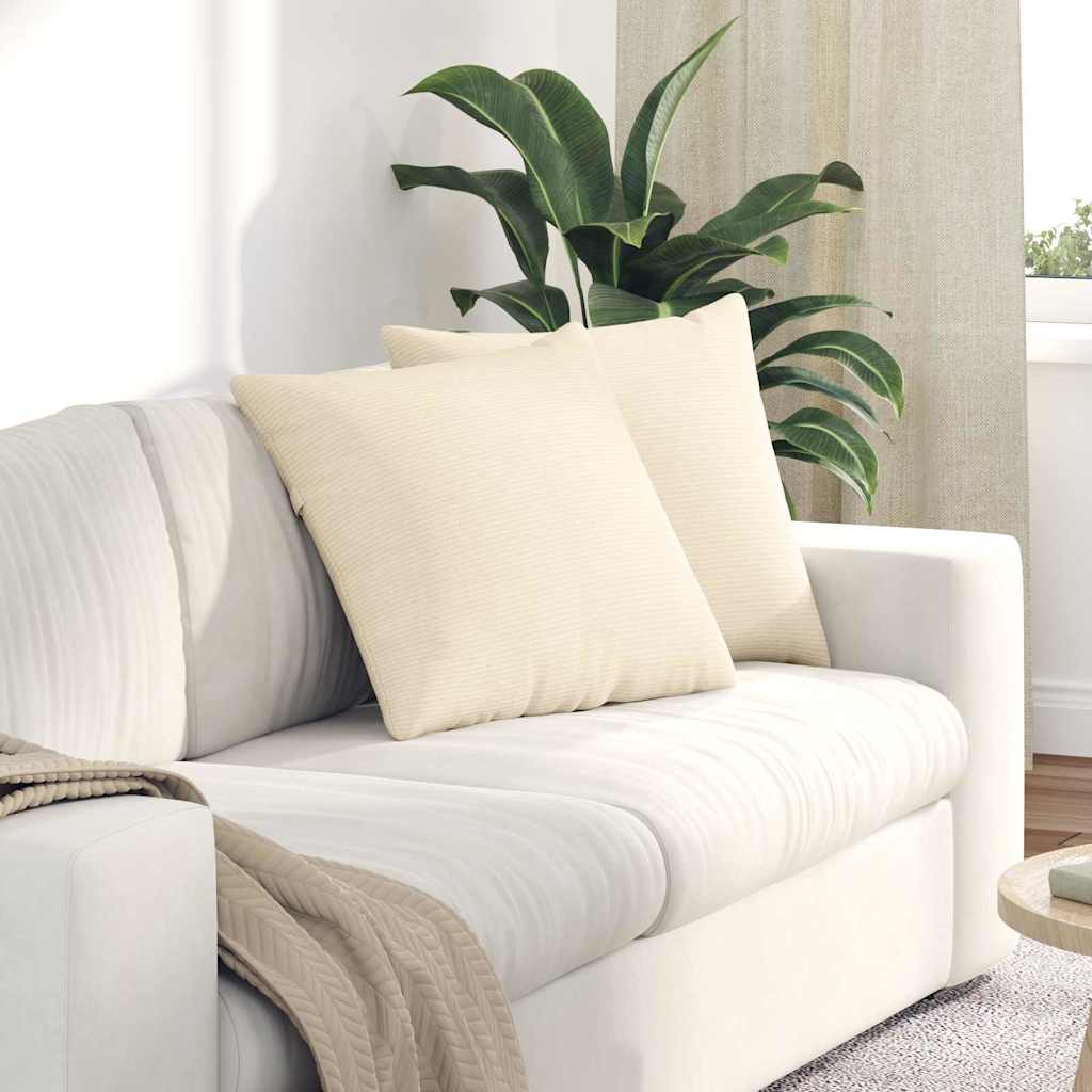 Μαξιλάρι Καναπέ 2 pcs Κρεμ 50 x 50 cm Υφασμάτινο Κορντουρά