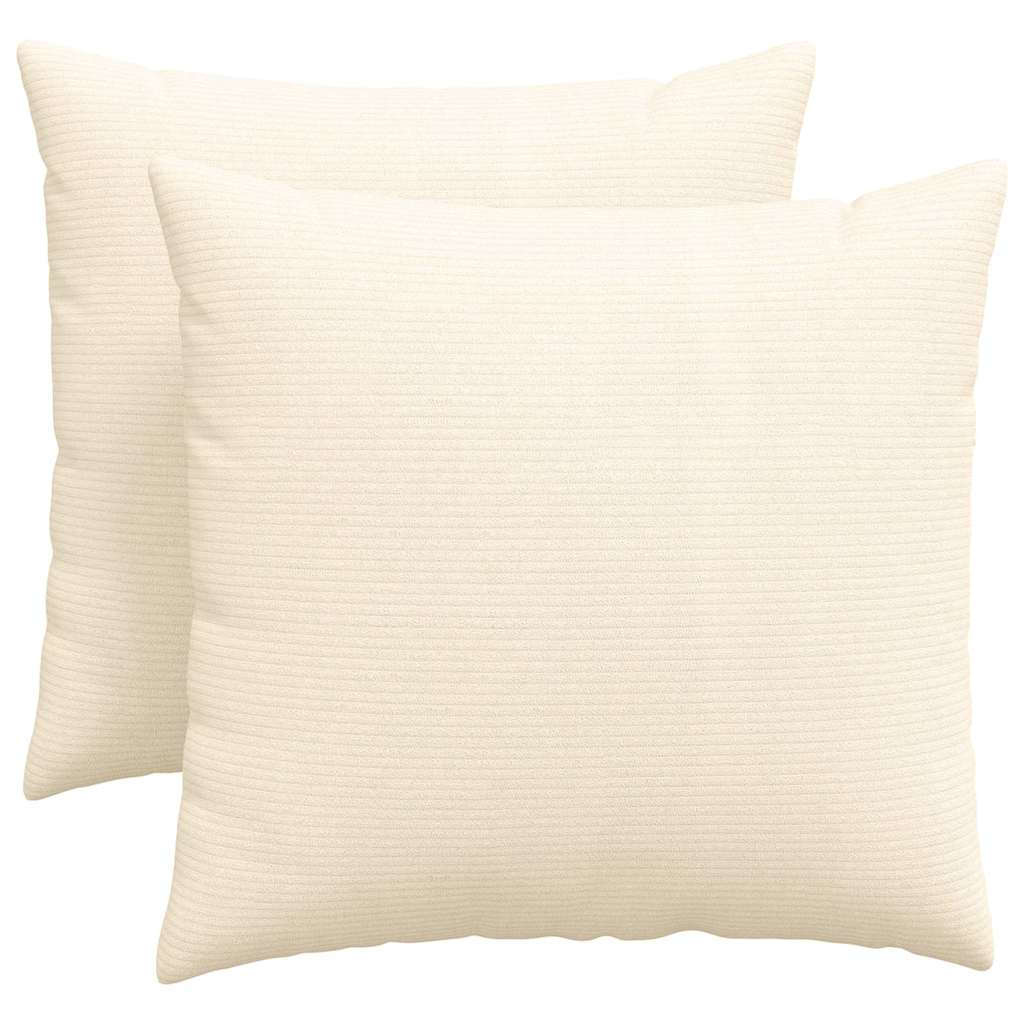 Μαξιλάρι Καναπέ 2 pcs Κρεμ 50 x 50 cm Υφασμάτινο Κορντουρά