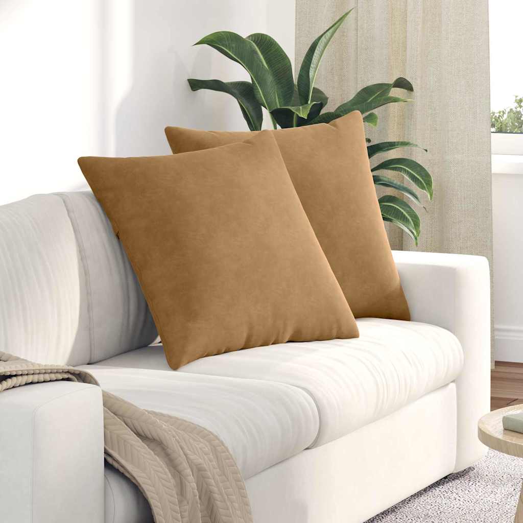 Μαξιλάρι Καναπέ 2 pcs Καφέ 60 x 60 cm Υφασμάτινο Κορντουρά